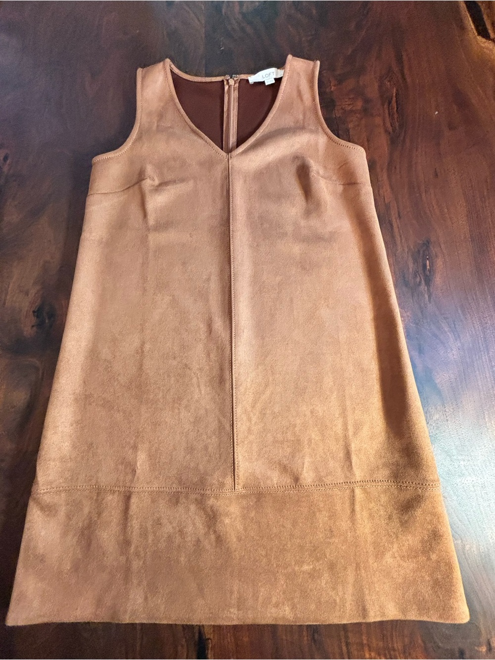 LOFT Faux Suede Camel Shift Dress
